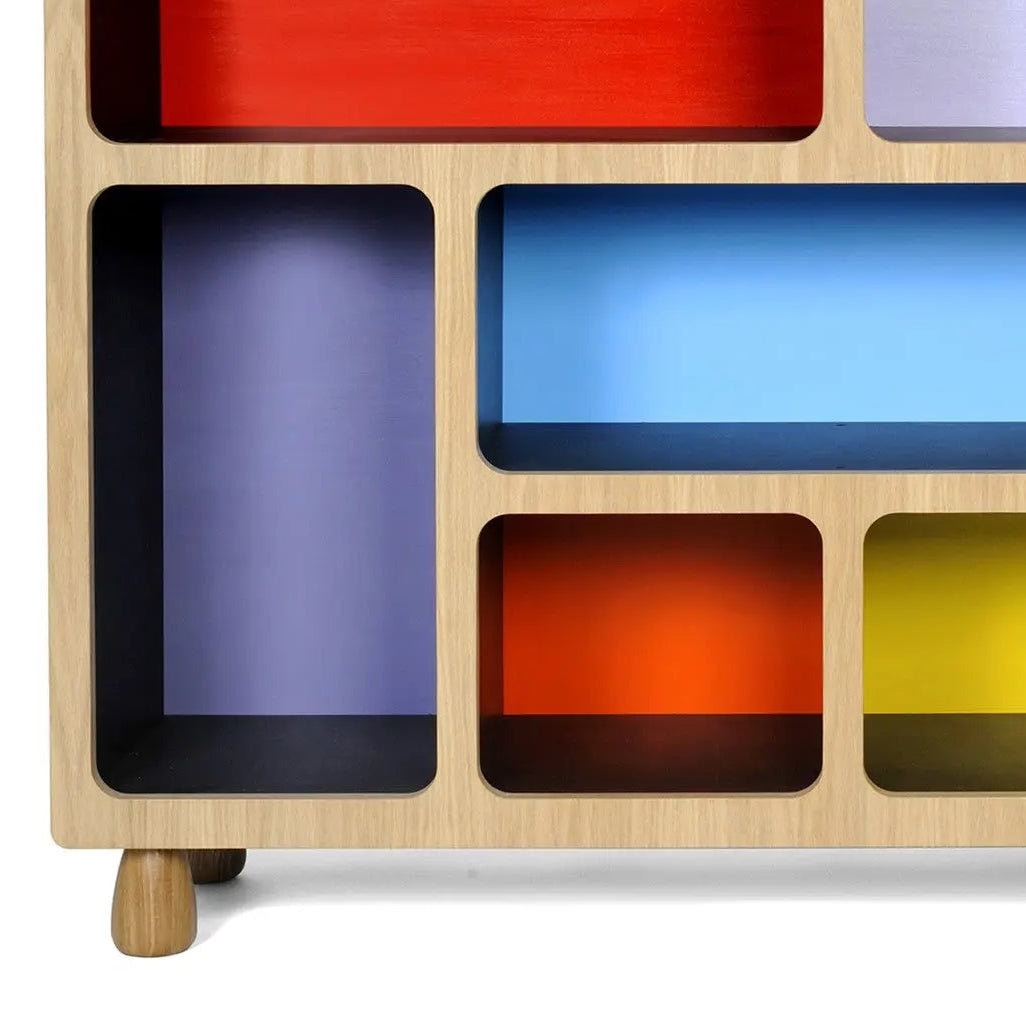 Display Cabinet with multi coloured back. Boulder Display Unit