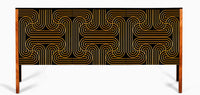 Sideboard in Black, Gold and Walnut with intricate patterned doors
