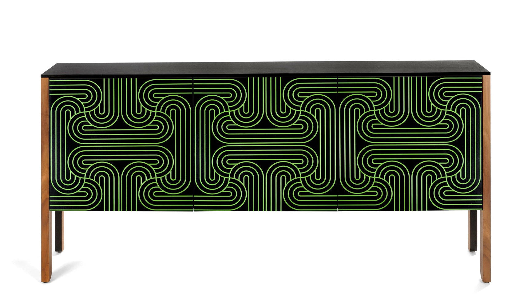 Loop Sideboard in black with a handpainted pattern - CoucouManou